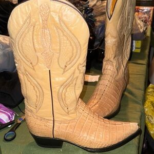 El General Cream and Tan Western Boots